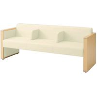 オカムラ L-40S ロビーチェア 3人掛け 各席肘 突板張り ナチュラル脚 幅1780mm アイボリー L340HN PC76 1台（直送品）