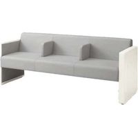 オカムラ L-40S ロビーチェア 3人掛け 各席肘 突板張り ナチュラル脚 幅1780mm グレー L340HN FXW1 1台（直送品）