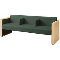 オカムラ L-40S ロビーチェア 3人掛け 各席肘 突板張り ナチュラル脚 幅1780mm ダークグリーン L340HN FXW5 1台（直送品）