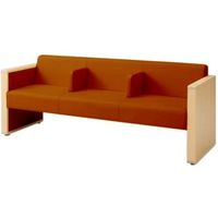 オカムラ L-40S ロビーチェア 3人掛け 各席肘 突板張り ナチュラル脚 幅1780mm テラコッタ L340HN FXW6 1台（直送品）