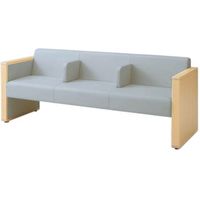 オカムラ L-40S ロビーチェア 3人掛け 各席肘 突板張り ナチュラル脚 幅1780mm セージ L340HN FXW9 1台（直送品）