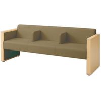 オカムラ L-40S ロビーチェア 3人掛け 各席肘 突板張り ナチュラル脚 幅1780mm ライトブラウン L340HN FZX2 1台（直送品）