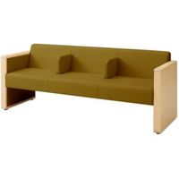 オカムラ L-40S ロビーチェア 3人掛け 各席肘 突板張り ナチュラル脚 幅1780mm イエローベージュ L340HN FZX4 1台（直送品）