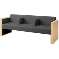 オカムラ L-40S ロビーチェア 3人掛け 各席肘 突板張り ナチュラル脚 幅1780mm アミュベージュ L340HN FZX3 1台（直送品）