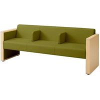 オカムラ L-40S ロビーチェア 3人掛け 各席肘 突板張り ナチュラル脚 幅1780mm グリーン L340HN FZX5 1台（直送品）