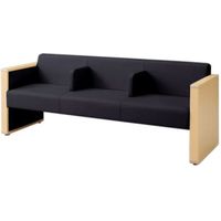 オカムラ L-40S ロビーチェア 3人掛け 各席肘 突板張り ナチュラル脚 幅1780mm グラナイト L340HN FZY1 1台（直送品）