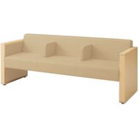 オカムラ L-40S ロビーチェア 3人掛け 各席肘 突板張り ナチュラル脚 幅1780mm ベージュ L340HN PC82 1台（直送品）