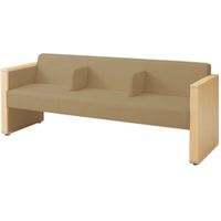 オカムラ L-40S ロビーチェア 3人掛け 各席肘 突板張り ナチュラル脚 幅1780mm ブラウン L340HN PC83 1台（直送品）