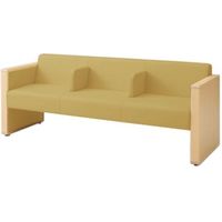 オカムラ L-40S ロビーチェア 3人掛け 各席肘 突板張り ナチュラル脚 幅1780mm ライトブラウン L340HN PC85 1台（直送品）