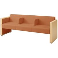 オカムラ L-40S ロビーチェア 3人掛け 各席肘 突板張り ナチュラル脚 幅1780mm オレンジ L340HN PC87 1台（直送品）