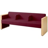 オカムラ L-40S ロビーチェア 3人掛け 各席肘 突板張り ナチュラル脚 幅1780mm ダークレッド L340HN PC91 1台（直送品）