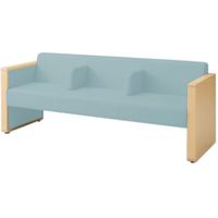 オカムラ L-40S ロビーチェア 3人掛け 各席肘 突板張り ナチュラル脚 幅1780mm ブルー L340HN PC92 1台（直送品）