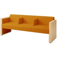 オカムラ L-40S ロビーチェア 3人掛け 各席肘 突板張り ナチュラル脚 幅1780mm ライトオレンジ L340HN PC93 1台（直送品）