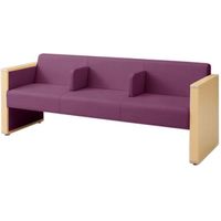 オカムラ L-40S ロビーチェア 3人掛け 各席肘 突板張り ナチュラル脚 幅1780mm パープル L340HN PC94 1台（直送品）