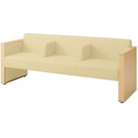 オカムラ L-40S ロビーチェア 3人掛け 各席肘 突板張り ナチュラル脚 幅1780mm リネン・アイボリー L340HN PG01 1台（直送品）