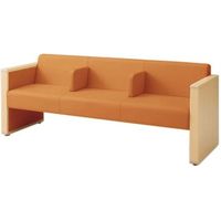 オカムラ L-40S ロビーチェア 3人掛け 各席肘 突板張り ナチュラル脚 幅1780mm タンジェリン L340HN PG07 1台（直送品）