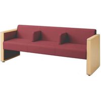 オカムラ L-40S ロビーチェア 3人掛け 各席肘 突板張り ナチュラル脚 幅1780mm ローズ・レッド L340HN PG08 1台（直送品）