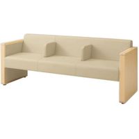 オカムラ L-40S ロビーチェア 3人掛け 各席肘 突板張り ナチュラル脚 幅1780mm サンド・ベージュ L340HN PG10 1台（直送品）