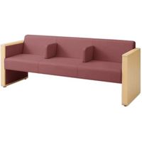 オカムラ L-40S ロビーチェア 3人掛け 各席肘 突板張り ナチュラル脚 幅1780mm スモークローズ L340HN FMV2 1台（直送品）