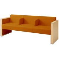 オカムラ L-40S ロビーチェア 3人掛け 各席肘 突板張り ナチュラル脚 幅1780mm スモークオレンジ L340HN FMV3 1台（直送品）