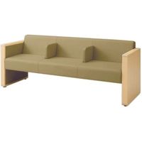 オカムラ L-40S ロビーチェア 3人掛け 各席肘 突板張り ナチュラル脚 幅1780mm イエローベージュ L340HN FXR3 1台（直送品）