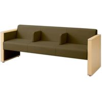 オカムラ L-40S ロビーチェア 3人掛け 各席肘 突板張り ナチュラル脚 幅1780mm ライトブラウン L340HN FXR4 1台（直送品）