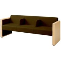 オカムラ L-40S ロビーチェア 3人掛け 各席肘 突板張り ナチュラル脚 幅1780mm ブラウン L340HN FXR5 1台（直送品）