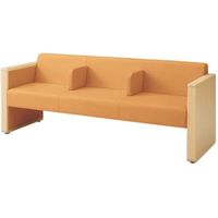 オカムラ L-40S ロビーチェア 3人掛け 各席肘 突板張り ナチュラル脚 幅1780mm イエロー L340HN FXS1 1台（直送品）