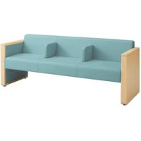 オカムラ L-40S ロビーチェア 3人掛け 各席肘 突板張り ナチュラル脚 幅1780mm セージ L340HN FXS4 1台（直送品）