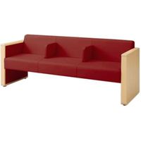 オカムラ L-40S ロビーチェア 3人掛け 各席肘 突板張り ナチュラル脚 幅1780mm レッド L340HN FXR8 1台（直送品）