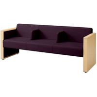 オカムラ L-40S ロビーチェア 3人掛け 各席肘 突板張り ナチュラル脚 幅1780mm パープル L340HN FXS6 1台（直送品）