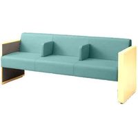 オカムラ L-40S ロビーチェア 3人掛け 各席肘 突板張り ナチュラル脚 幅1780mm セージ L340HN F002 1台（直送品）