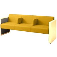 オカムラ L-40S ロビーチェア 3人掛け 各席肘 突板張り ナチュラル脚 幅1780mm マスタード L340HN F004 1台（直送品）