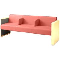 オカムラ L-40S ロビーチェア 3人掛け 各席肘 突板張り ナチュラル脚 幅1780mm ピーチ L340HN F005 1台（直送品）