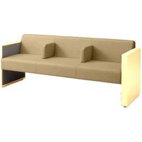 オカムラ L-40S ロビーチェア 3人掛け 各席肘 突板張り ナチュラル脚 幅1780mm ラテ L340HN F006 1台（直送品）