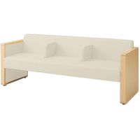 オカムラ L-40S ロビーチェア 3人掛け 各席肘 突板張り ナチュラル脚 幅1780mm アイボリー L340HN PE53 1台（直送品）