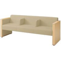 オカムラ L-40S ロビーチェア 3人掛け 各席肘 突板張り ナチュラル脚 幅1780mm ベージュ L340HN PE55 1台（直送品）