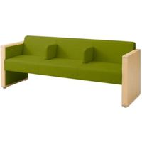 オカムラ L-40S ロビーチェア 3人掛け 各席肘 突板張り ナチュラル脚 幅1780mm ライムグリーン L340HN PE62 1台（直送品）