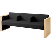 オカムラ L-40S ロビーチェア 3人掛け 各席肘 突板張り ナチュラル脚 幅1780mm ネオブラック L340HN PB20 1台（直送品）