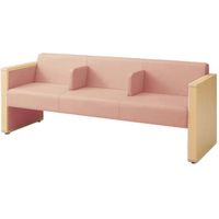 オカムラ L-40S ロビーチェア 3人掛け 各席肘 突板張り ナチュラル脚 幅1780mm ローズ L340HN PB23 1台（直送品）