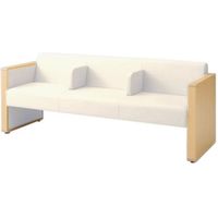 オカムラ L-40S ロビーチェア 3人掛け 各席肘 突板張り ナチュラル脚 幅1780mm クリームホワイト L340HN PB26 1台（直送品）