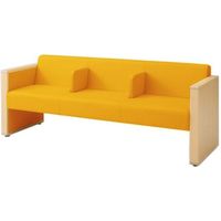 オカムラ L-40S ロビーチェア 3人掛け 各席肘 突板張り ナチュラル脚 幅1780mm アプリコット L340HN PB29 1台（直送品）