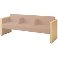 オカムラ L-40S ロビーチェア 3人掛け 各席肘 突板張り ナチュラル脚 幅1780mm ペールベージュ L340HN PB32 1台（直送品）