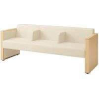 オカムラ L-40S ロビーチェア 3人掛け 各席肘 突板張り ナチュラル脚 幅1780mm アイボリー L340HN PB56 1台（直送品）