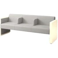 オカムラ L-40S ロビーチェア 3人掛け 各席肘 突板張り ナチュラル脚 幅1780mm ライトグレー L340HN FM19 1台（直送品）