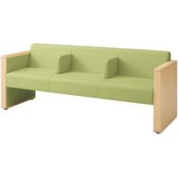 オカムラ L-40S ロビーチェア 3人掛け 各席肘 突板張り ナチュラル脚 幅1780mm ミントグリーン L340HN FMT5 1台（直送品）