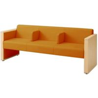 オカムラ L-40S ロビーチェア 3人掛け 各席肘 突板張り ナチュラル脚 幅1780mm オレンジ L340HN FMT7 1台（直送品）