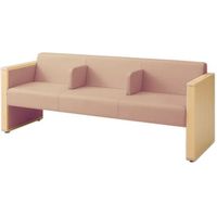 オカムラ L-40S ロビーチェア 3人掛け 各席肘 突板張り ナチュラル脚 幅1780mm ローズ L340HN FMT6 1台（直送品）