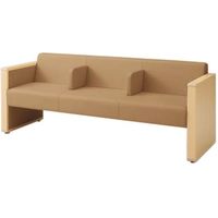 オカムラ L-40S ロビーチェア 3人掛け 各席肘 突板張り ナチュラル脚 幅1780mm ライトブラウン L340HN FMT8 1台（直送品）