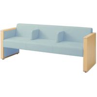 オカムラ L-40S ロビーチェア 3人掛け 各席肘 突板張り ナチュラル脚 幅1780mm セージ L340HN PD31 1台（直送品）